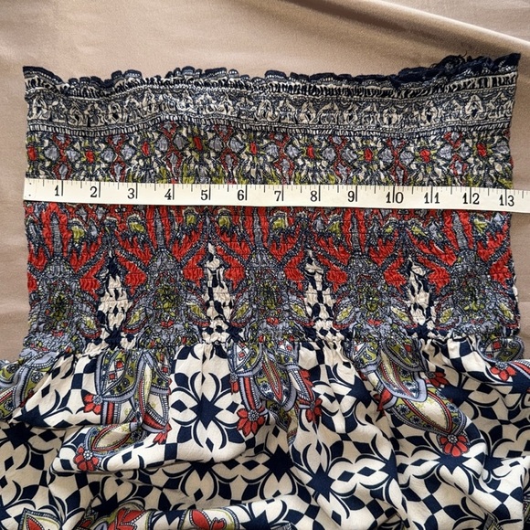 Altar’d State Boho Strapless Maxi Dress Multi Hue Paisley Print Smocked Tube Top - Picture 5 of 10